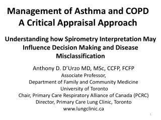 Management of Asthma and COPD A Critical Appraisal Approach
