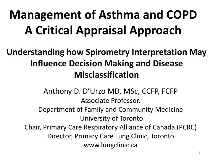 management of asthma and copd a critical appraisal approach