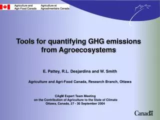 Tools for quantifying GHG emissions from Agroecosystems
