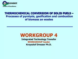 WORKGROUP 4 Integrated Technology Transfer WORKGROUP leader Krzysztof Dreszer Ph.D.