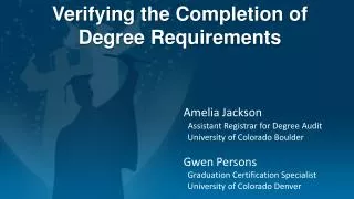 Verifying the Completion of Degree Requirements
