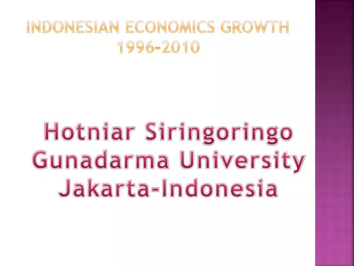 indonesian economics growth 1996 2010