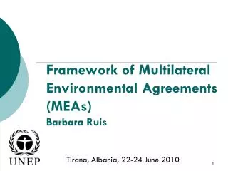 Framework of Multilateral Environmental Agreements (MEAs) Barbara Ruis