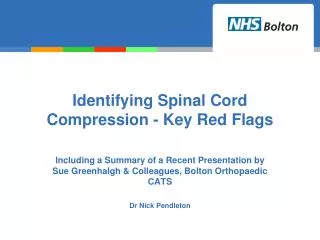 Identifying Spinal Cord Compression - Key Red Flags
