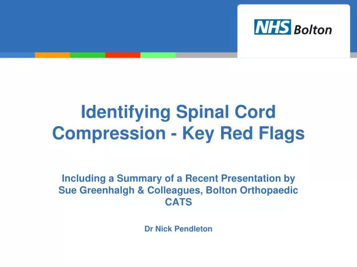 identifying spinal cord compression key red flags