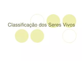classifica o dos seres vivos