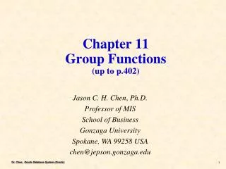 Chapter 11 Group Functions (up to p.402)