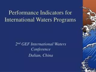 Performance Indicators for International Waters Programs