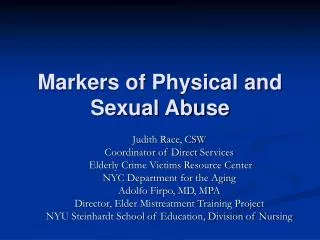 Markers of Physical and Sexual Abuse