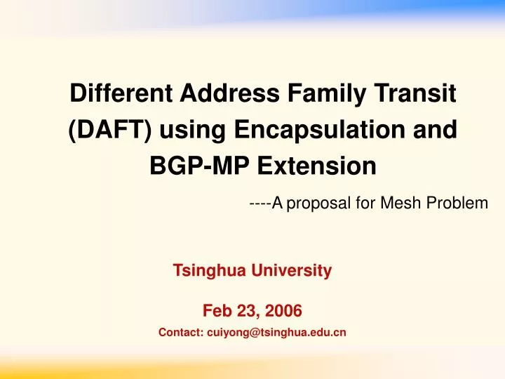 different address family transit daft using encapsulation and bgp mp extension