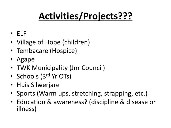 activities projects