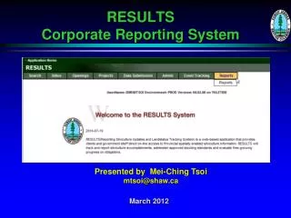 RESULTS Corporate Reporting System