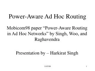 Power-Aware Ad Hoc Routing