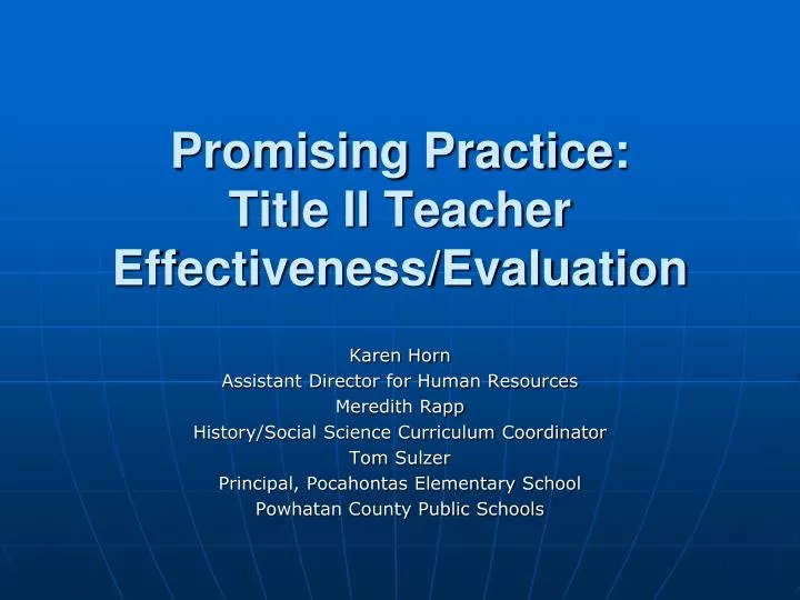 promising practice title ii teacher effectiveness evaluation