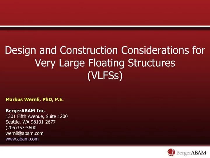design and construction considerations for very large floating structures vlfss