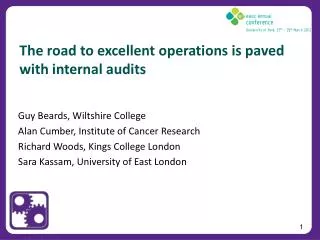 The road to excellent operations is paved with internal audits