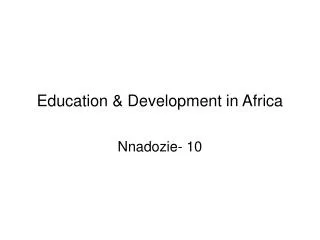 Education &amp; Development in Africa