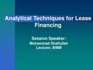 Analytical Techniques for Lease Financing