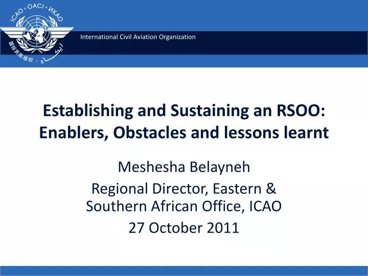 establishing and sustaining an rsoo enablers obstacles and lessons learnt