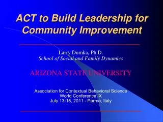 ACT to Build Leadership for Community Improvement