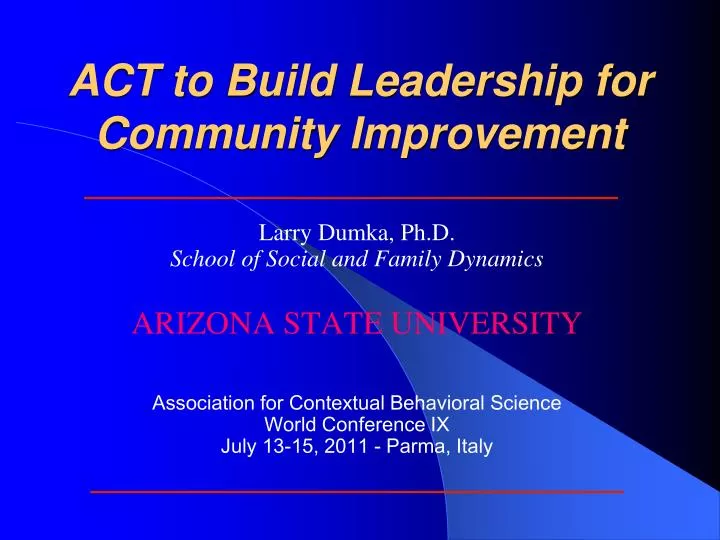 act to build leadership for community improvement