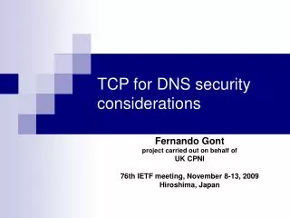 TCP for DNS security considerations