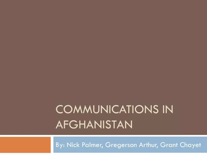 communications in afghanistan