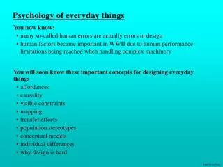 Psychology of everyday things