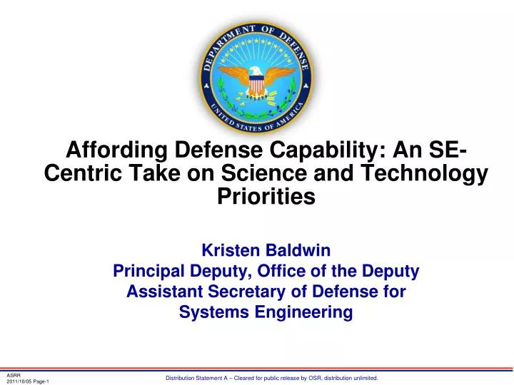 affording defense capability an se centric take on science and technology priorities