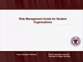 Risk Management Guide for Student Organizations