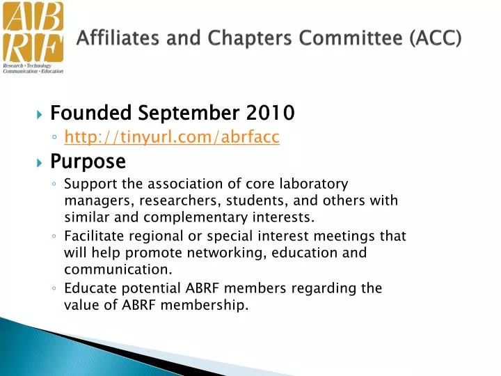 affiliates and chapters committee acc