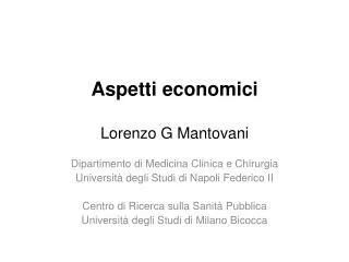Aspetti economici Lorenzo G Mantovani