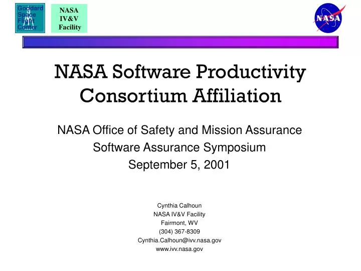 nasa software productivity consortium affiliation