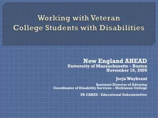 Working with Veteran College Students with Disabilities