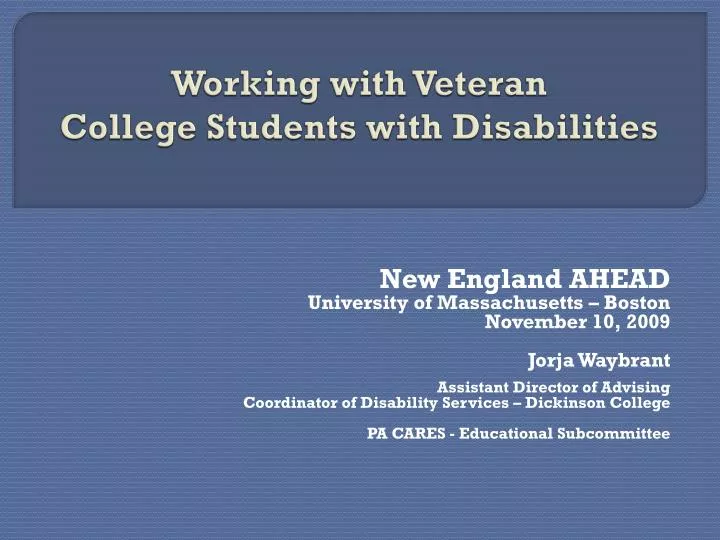 working with veteran college students with disabilities