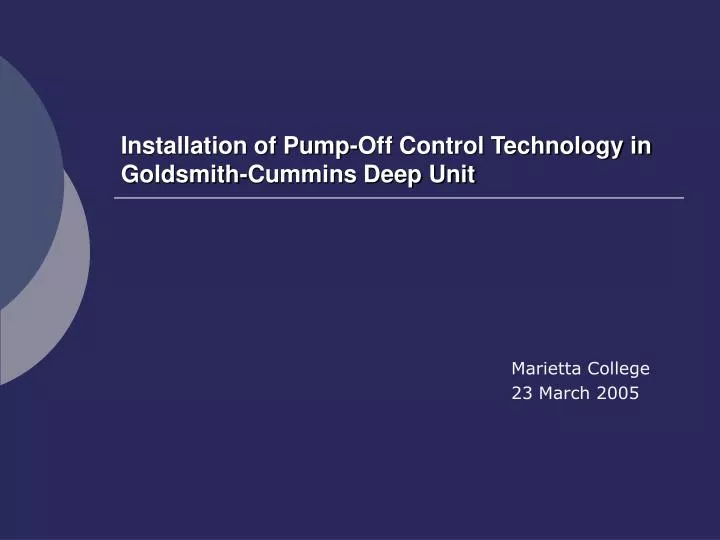 installation of pump off control technology in goldsmith cummins deep unit