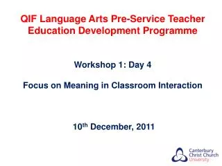 QIF Language Arts Pre-Service Teacher Education Development Programme