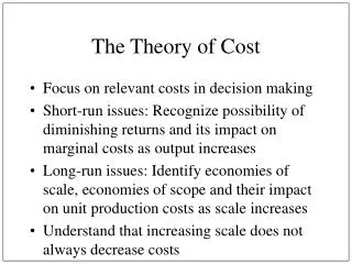 The Theory of Cost