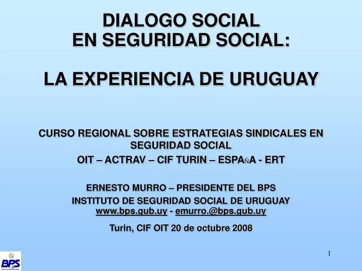 dialogo social en seguridad social la experiencia de uruguay