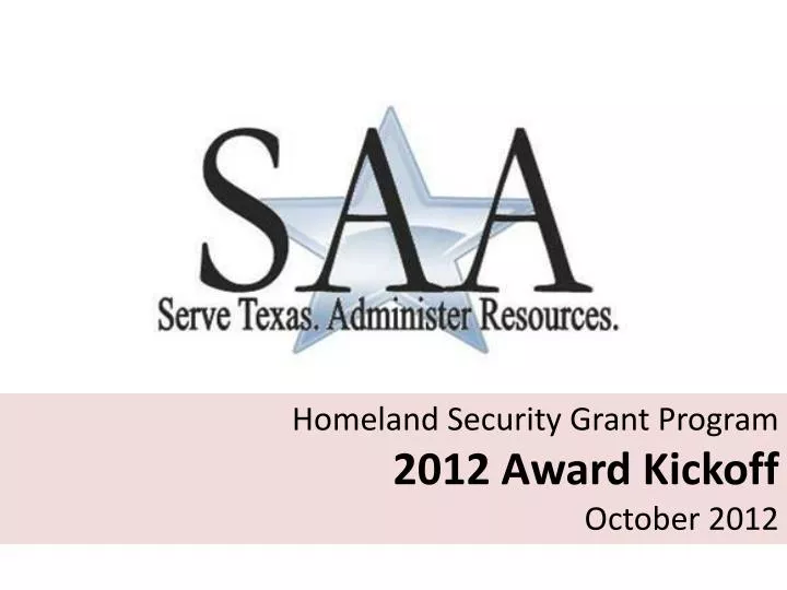 homeland security grant program 2012 award kickoff october 2012