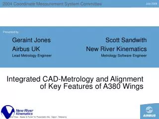 integrated cad metrology and alignment of key features of a380 wings