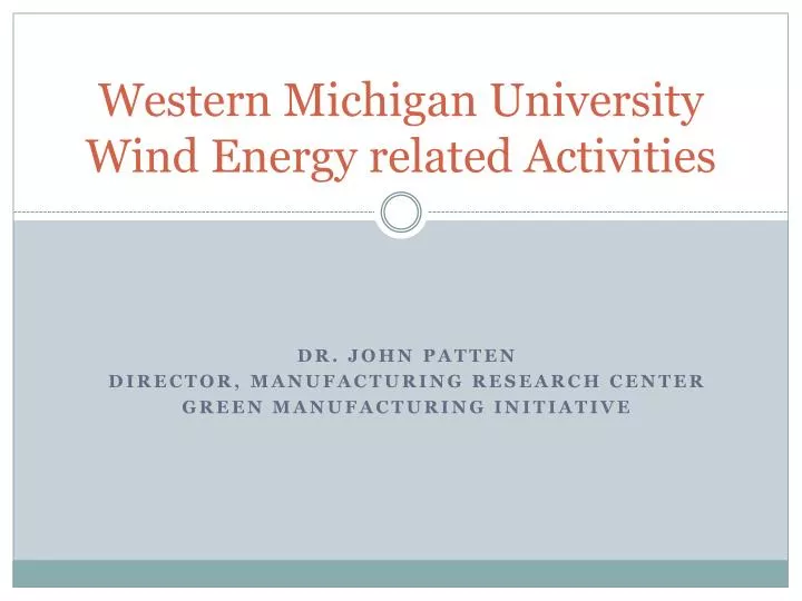 western michigan university wind energy related activities