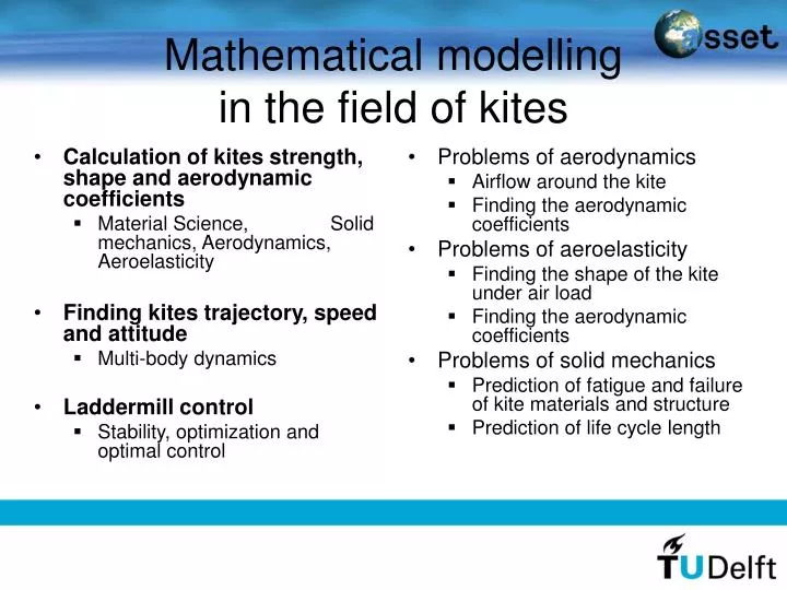 mathematical modelling in the field of kites