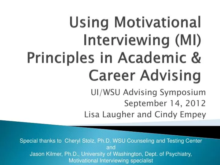 using motivational interviewing mi principles in academic career advising