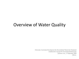Overview of Water Quality