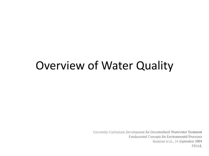 overview of water quality