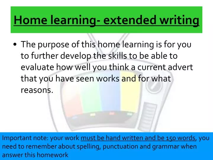 home learning extended writing