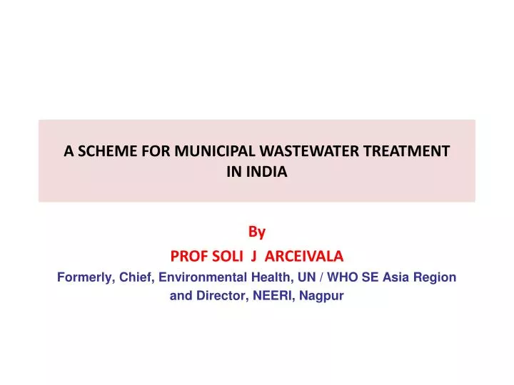 a scheme for municipal wastewater treatment in i ndia