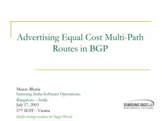 Advertising Equal Cost Multi-Path Routes in BGP
