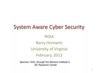 System Aware Cyber Security